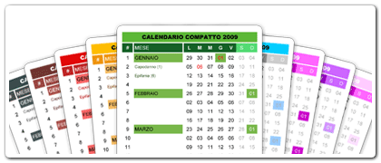 Calendario Compatto 2009 in nove diversi colori