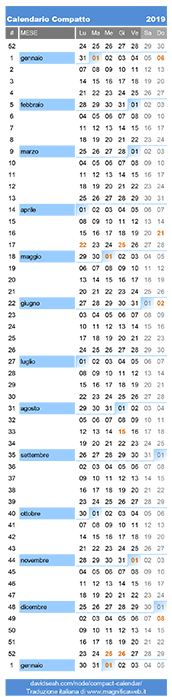 Calendario compatto 2019